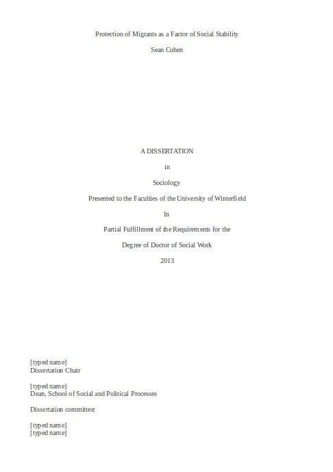 Protection of Migrants: Free Dissertation Samples and Examples