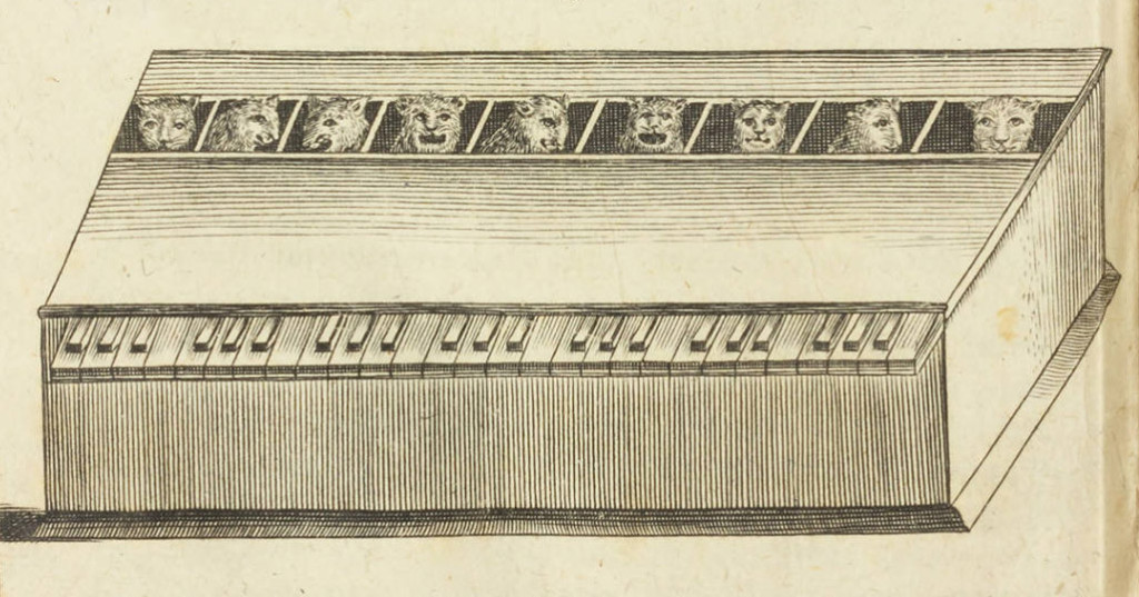 The cat piano, or “Katzenklavier," as depicted in Gaspar Schott’s <em></p>
<p id=