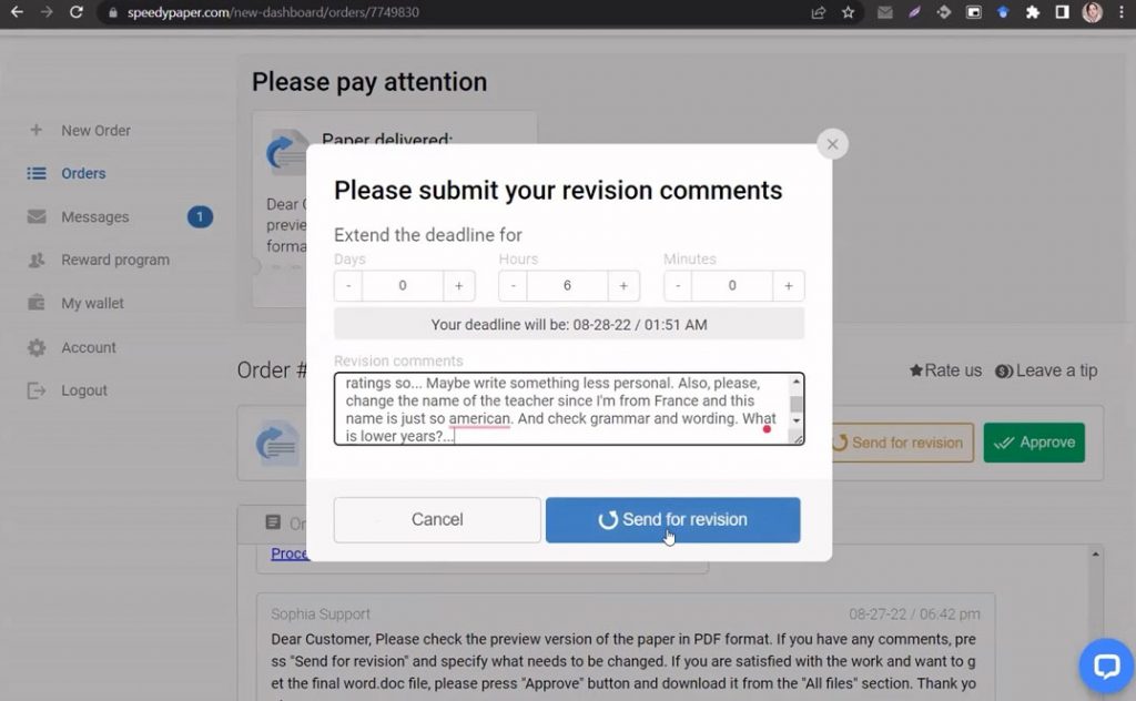 Submitting our revision comments at SpeedyPaper.com