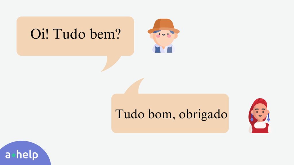 An infographic that gives an aswer to the question what does tudo bem mean in english