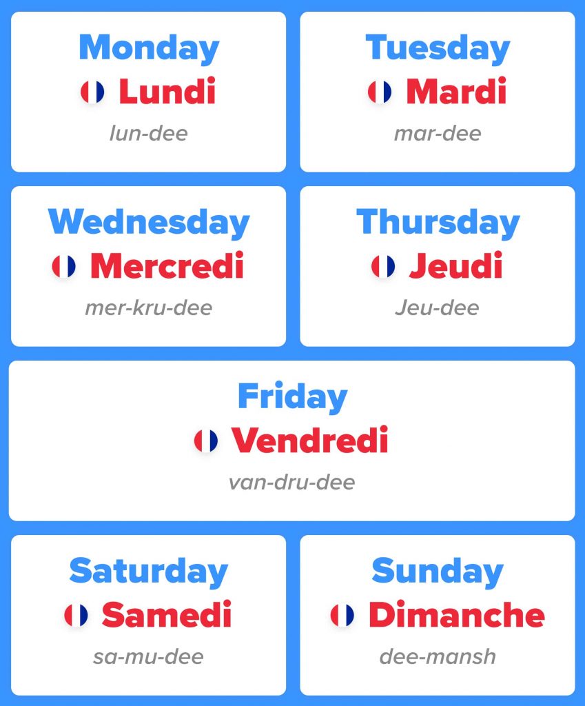 Dias da semana em francês