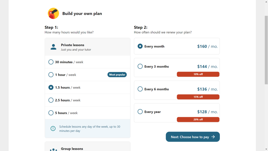 Pricing options at Cambly 