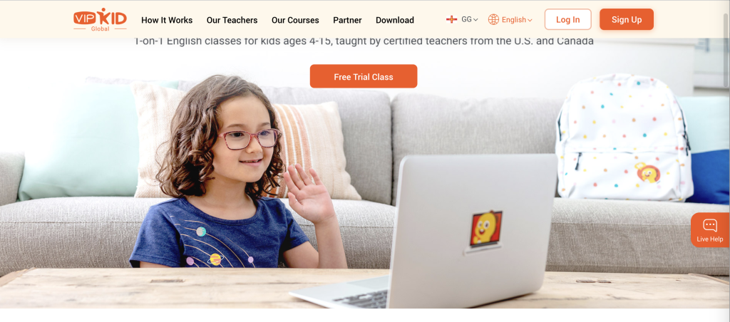 A screenshot of the VIPKid homepage