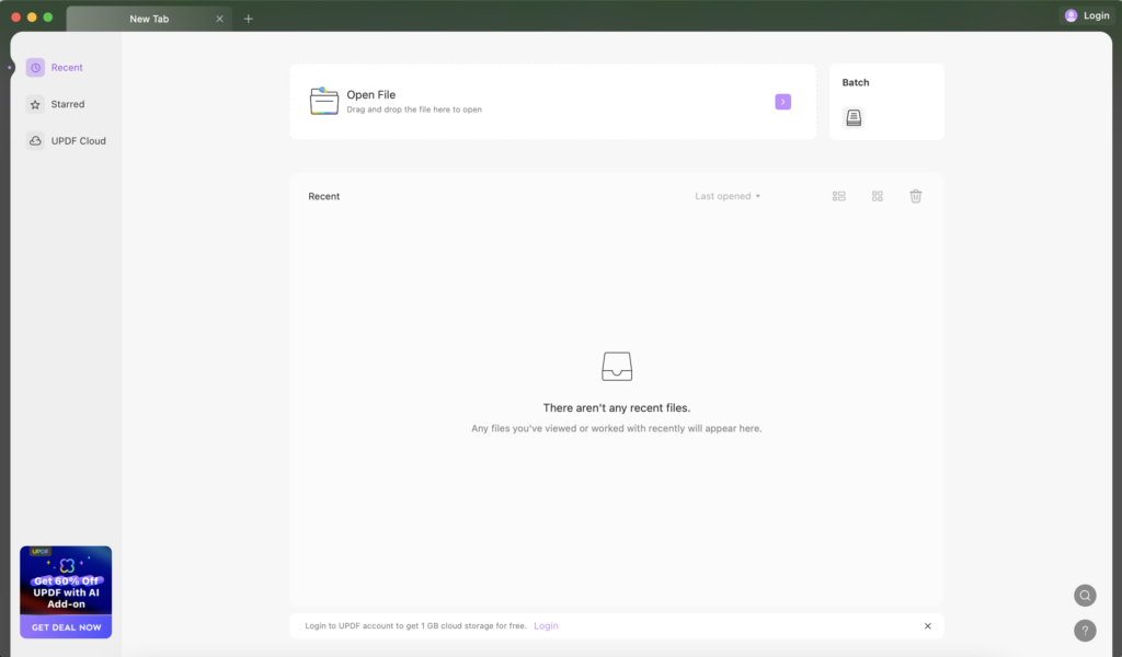Dashboard at UPDF ai