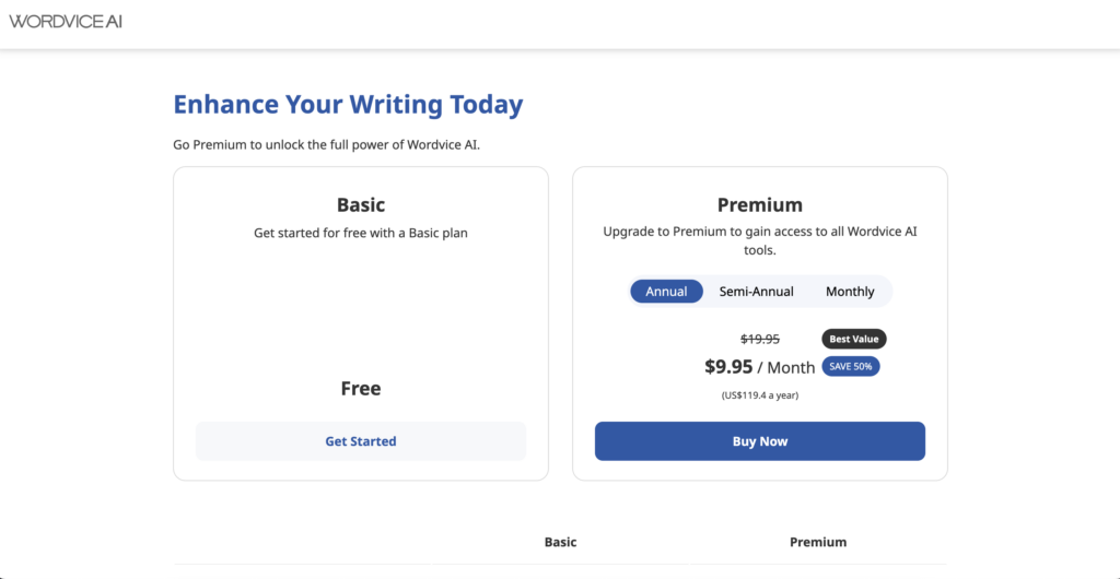 Word vice Pricing