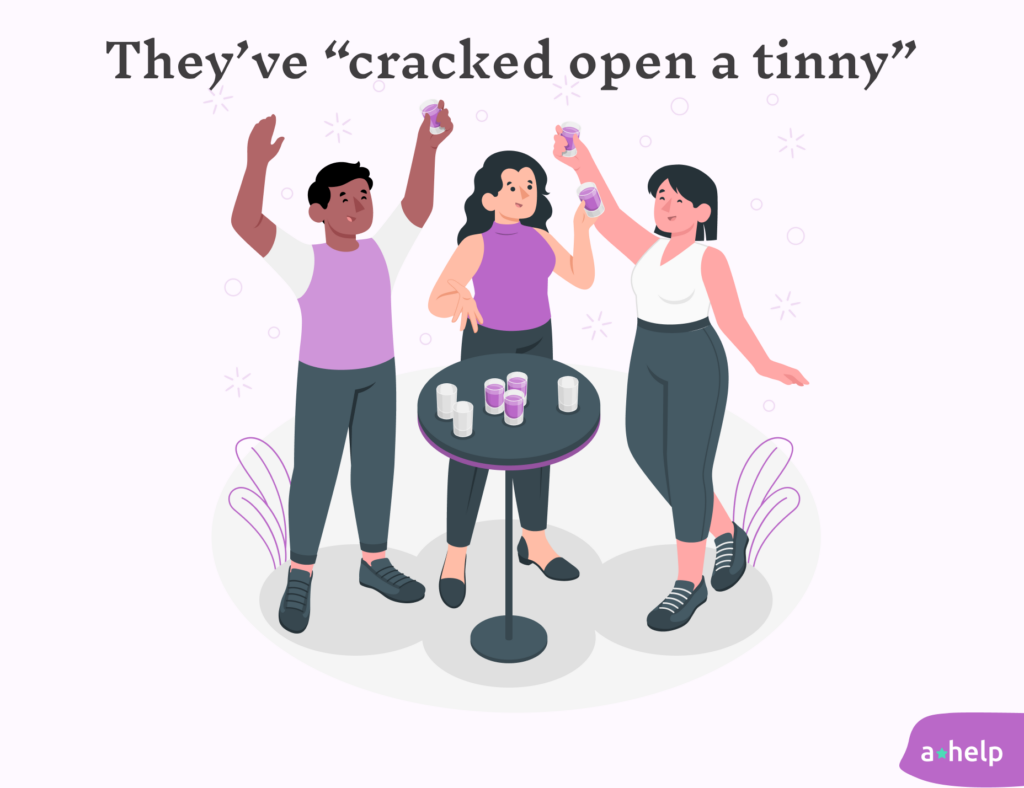 An illustration of the phrase "Crack open a tinny"