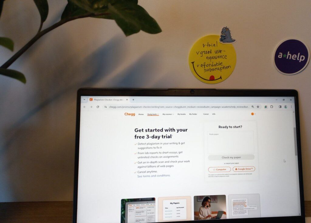 A photo of a main page at Chegg Plagcheck