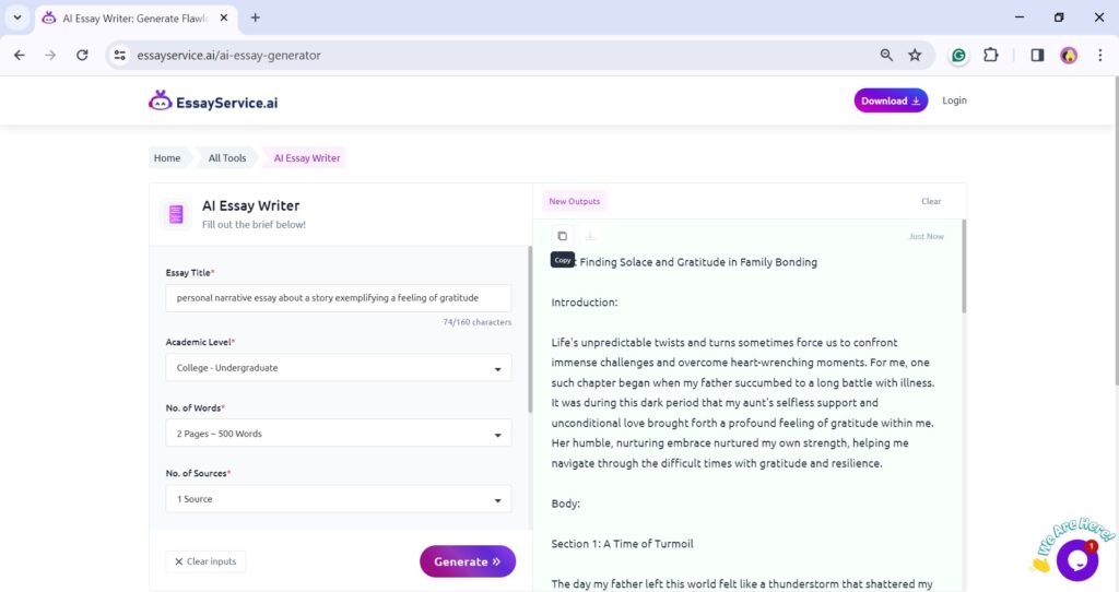 Essayservice.ai ready generated essay
