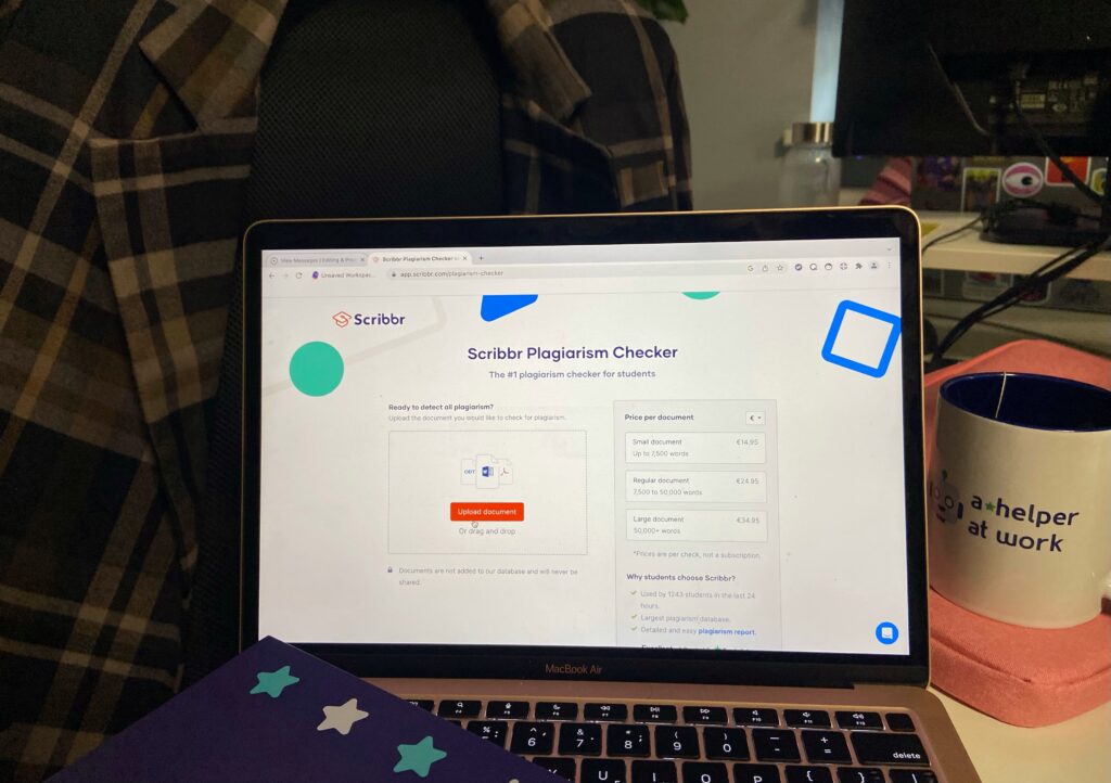 Trying Scribbr's plagiarism checker