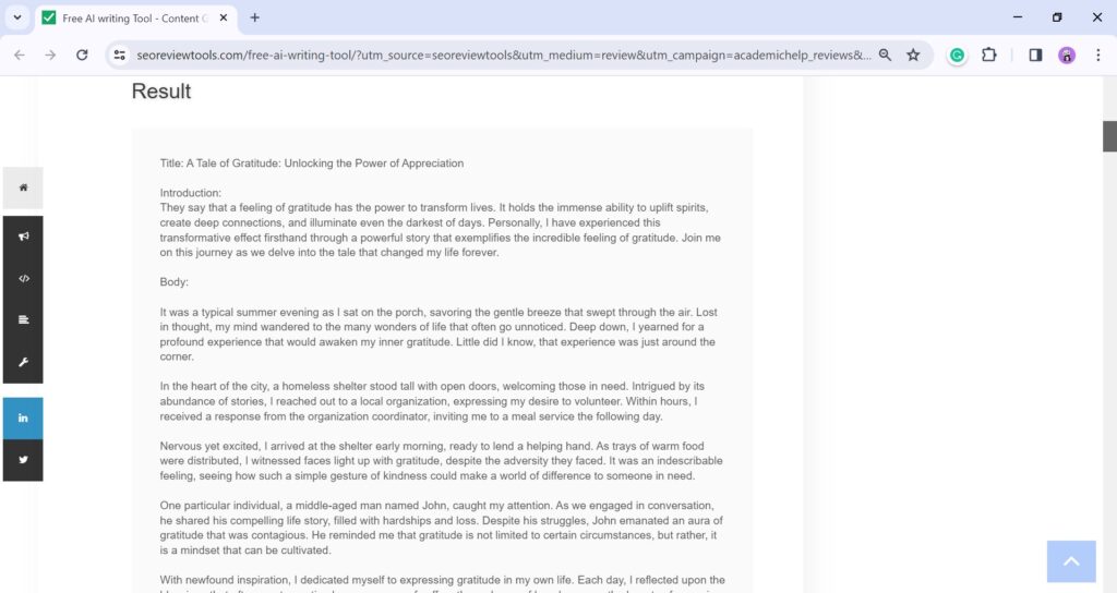 SEOReviewTools generated essay