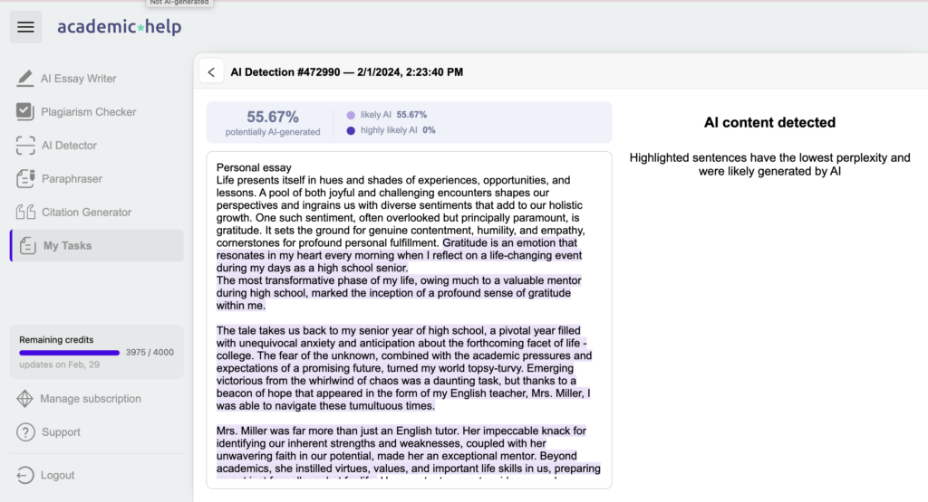 Detectar IA en un ensayo creado por Quicktools