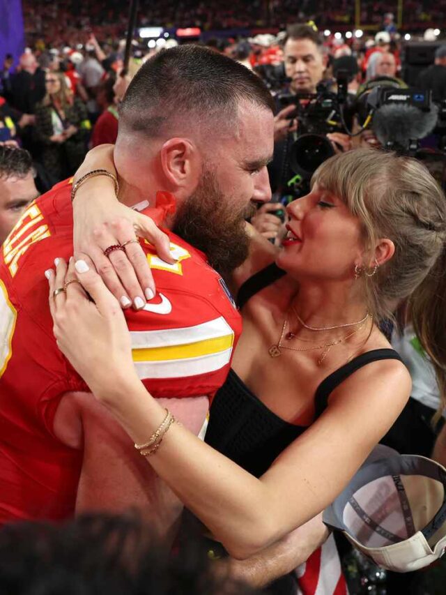 Travis Kelce Celebrates His Super Bowl Win wtih Taylor Swift