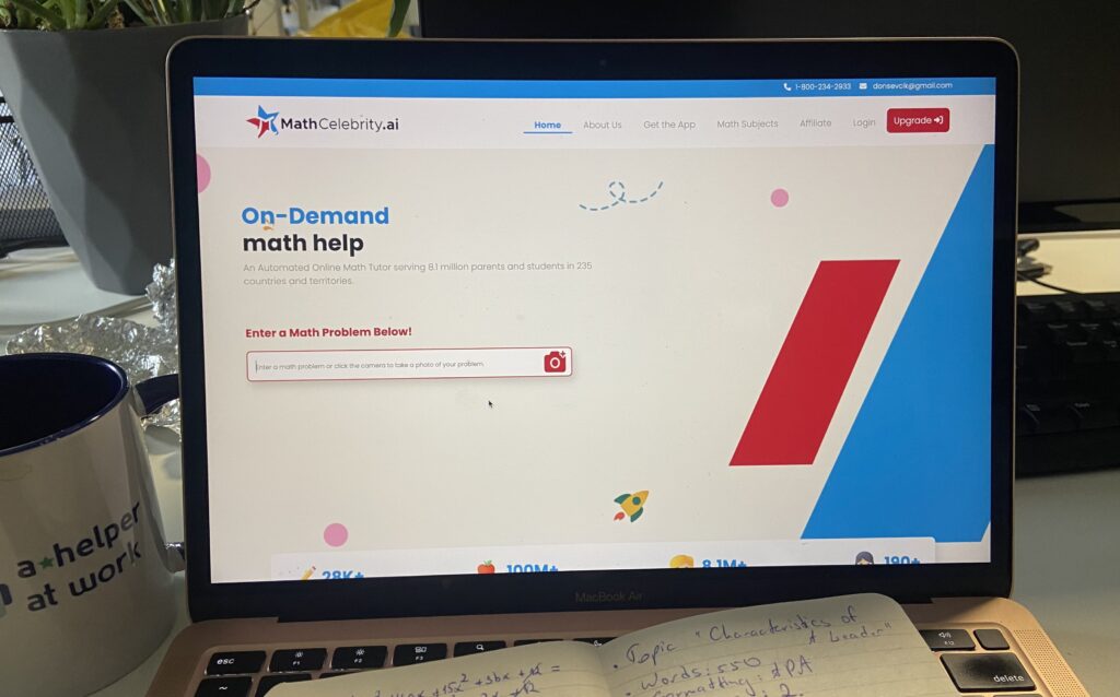 Photo of the main page at Mathcelebrity