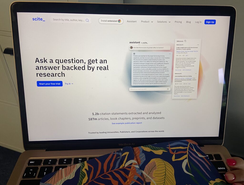 Photo of the main page at Scite