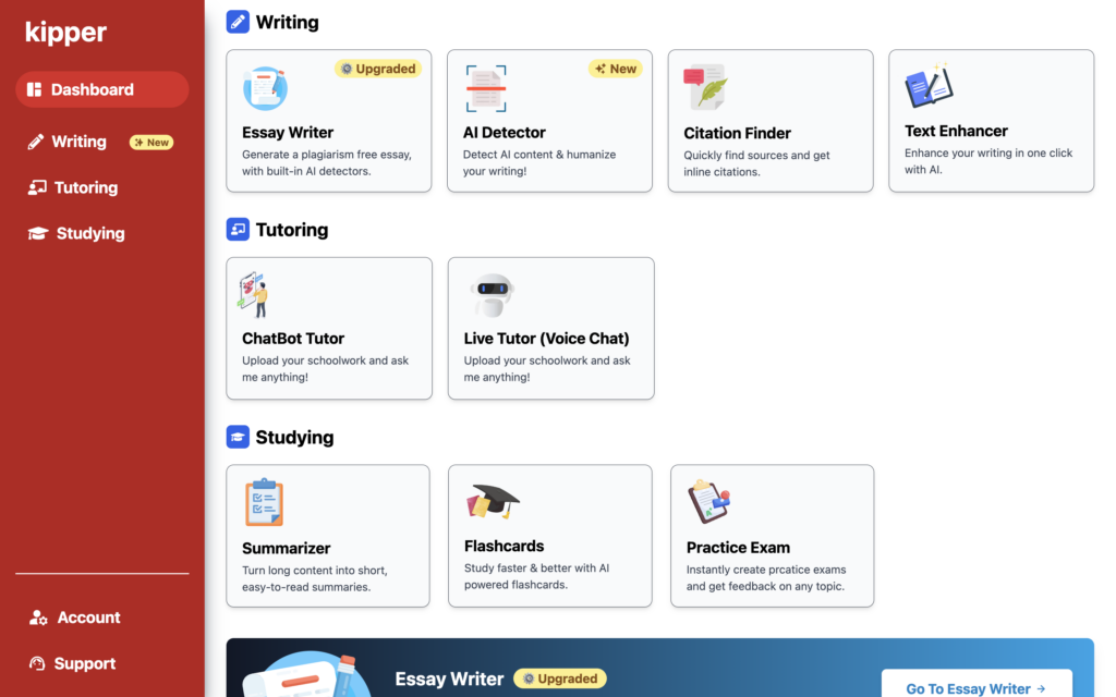 A screenshot of dashboard at Kipper AI