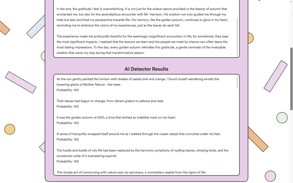 AI detection results from Cramly