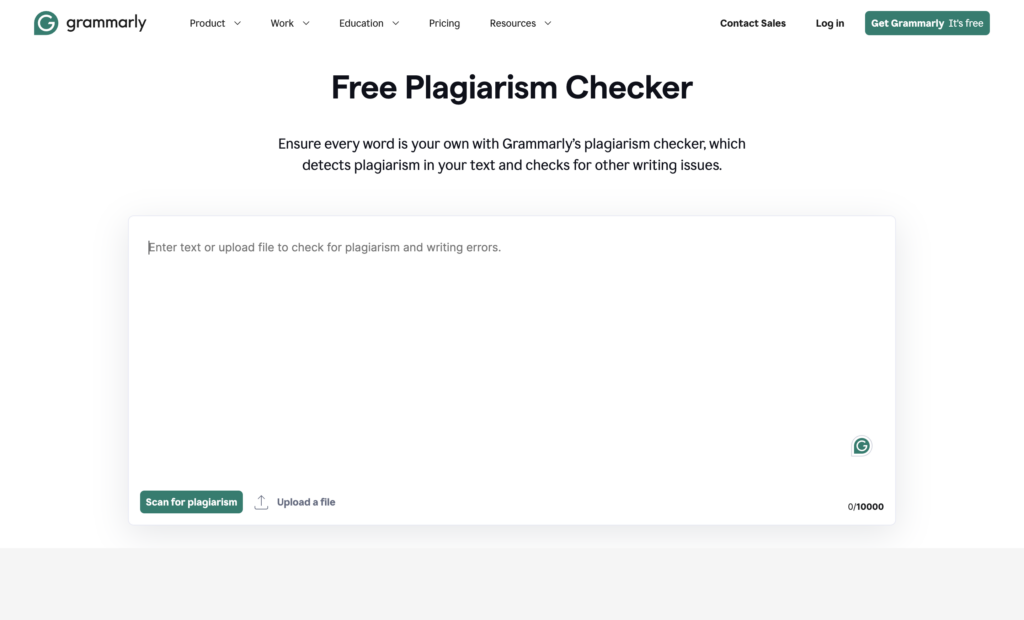 A screenshot of the grammarly plagiarism checker