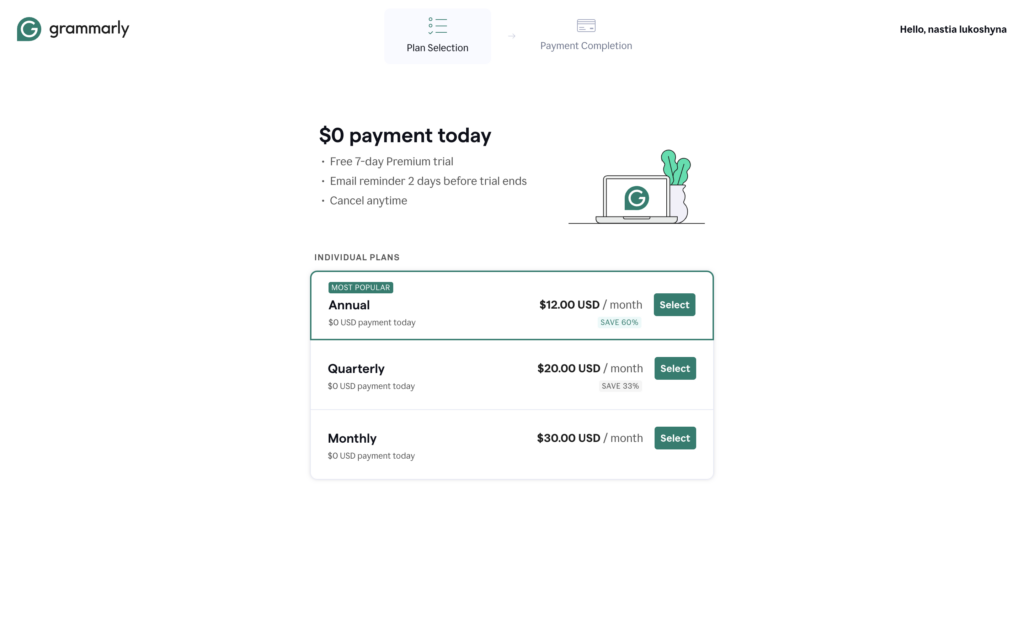 Grammarly Pricing Plans