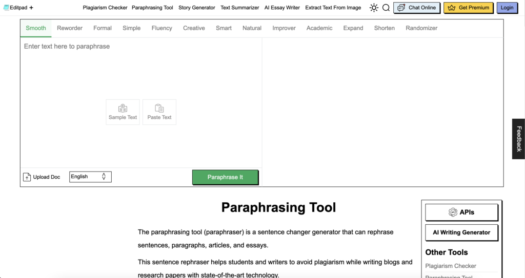 Editpad Paraphrasing Tool Review