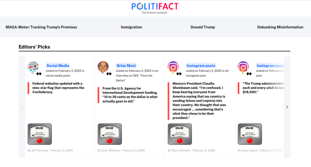 PolitiFact Review 2025