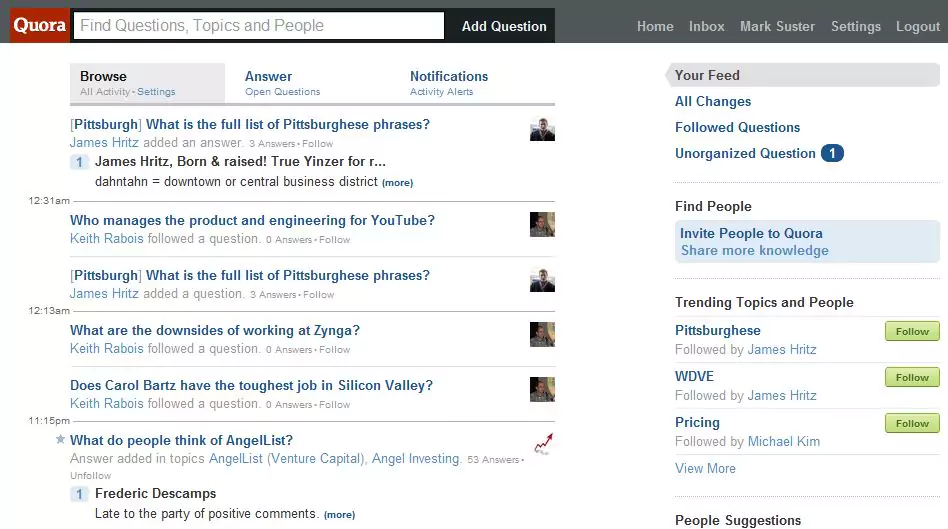 screenshot of quora