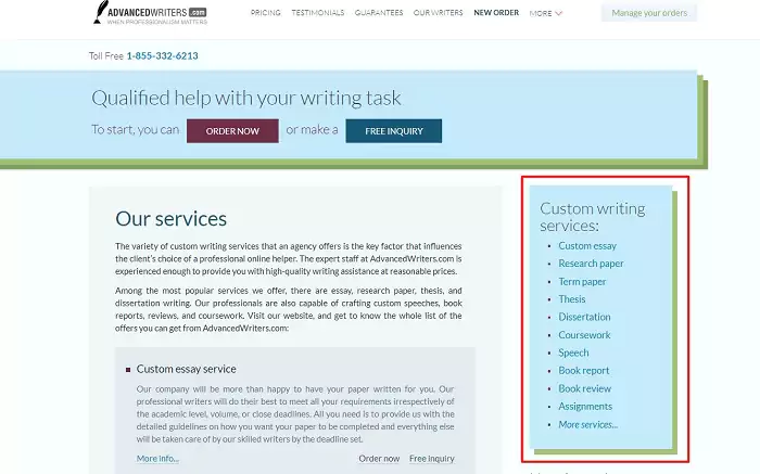 advancedwriters services