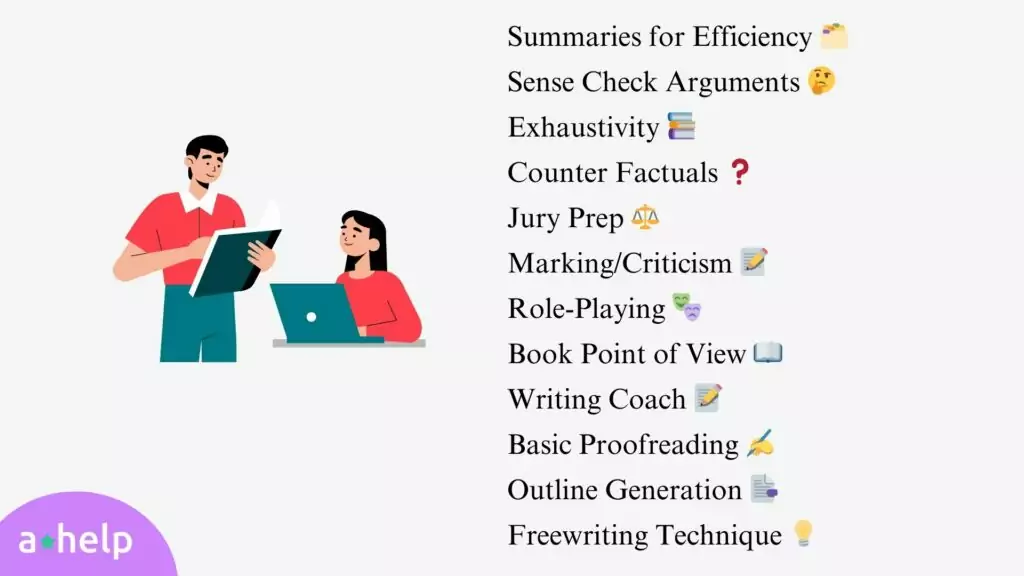 An infographic with an example of 11 tips how to make the most of chatgpt as phd student