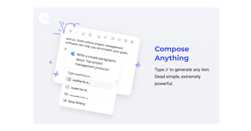 A screenshot of the Compose AI  homepage