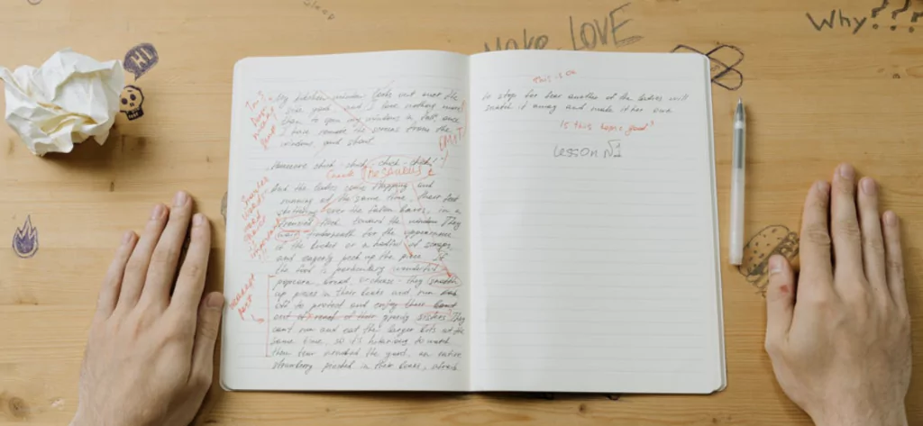 An essay written in a notebook