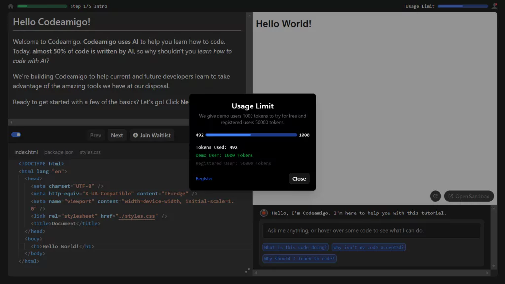 Pricing Structure for Codeamigo Users