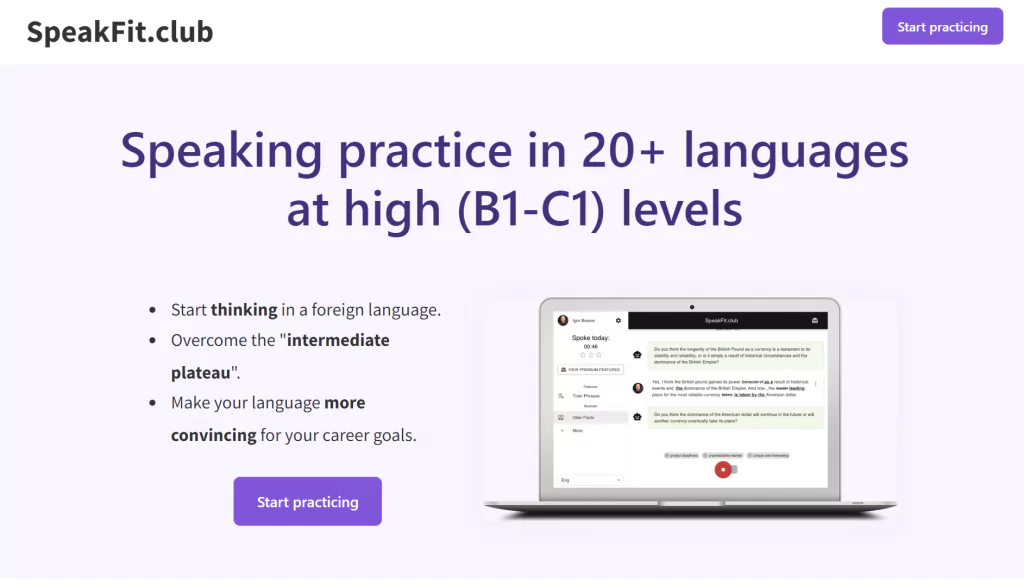 SpeakFit.club: Elevate Your Speaking Skills with AI Language Practice