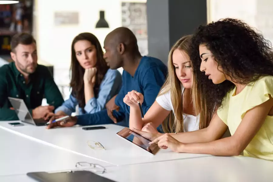 College students with devices