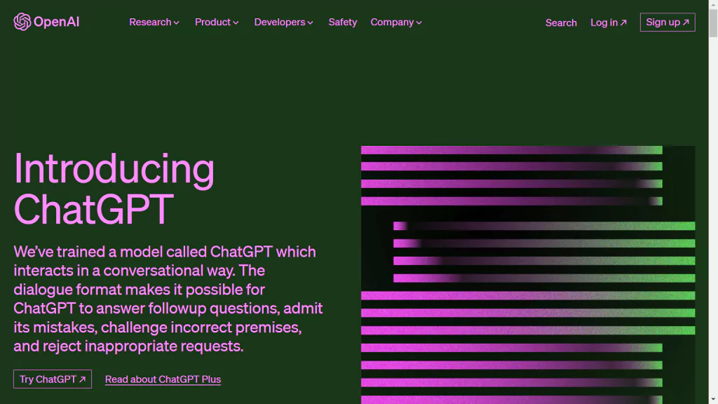 A screenshot of the ChatGPT homepage from the list of ai translators