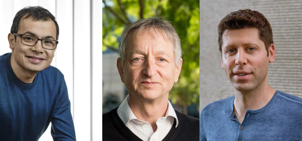 Demis Hassabis,  Geoffrey Hinton, and Sam Altman