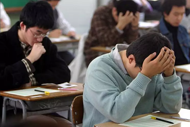 Korean students taking the test