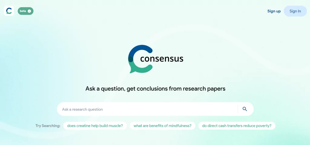A screenshot of Consensus search
