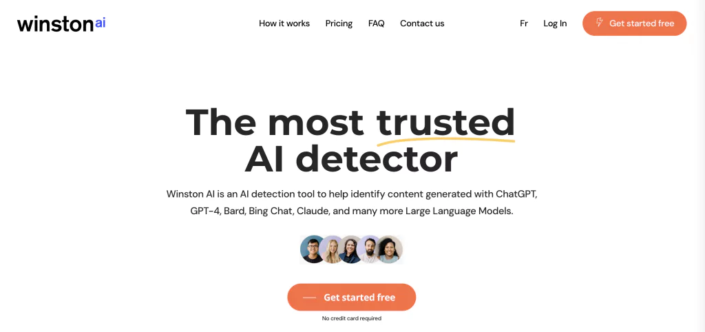 A screenshot of the Winston AI homepage from the list of AI writing detectors
