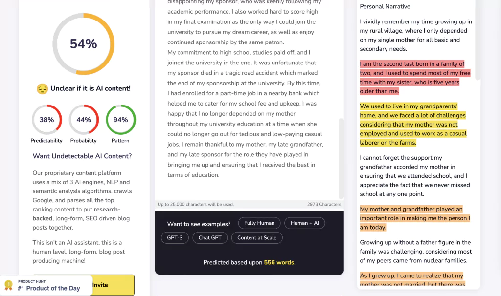 Detection results at ContentatScale