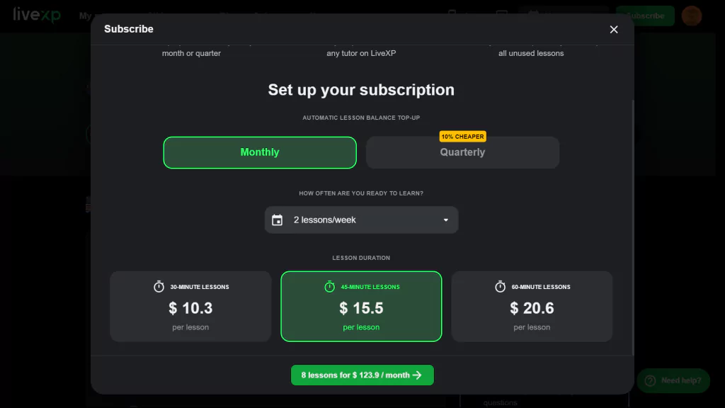 A screenshot of LiveXP pricing plans