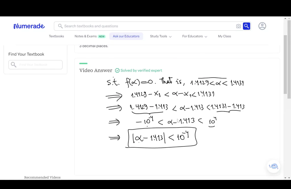 A screenshot of Numerade Video Solution 