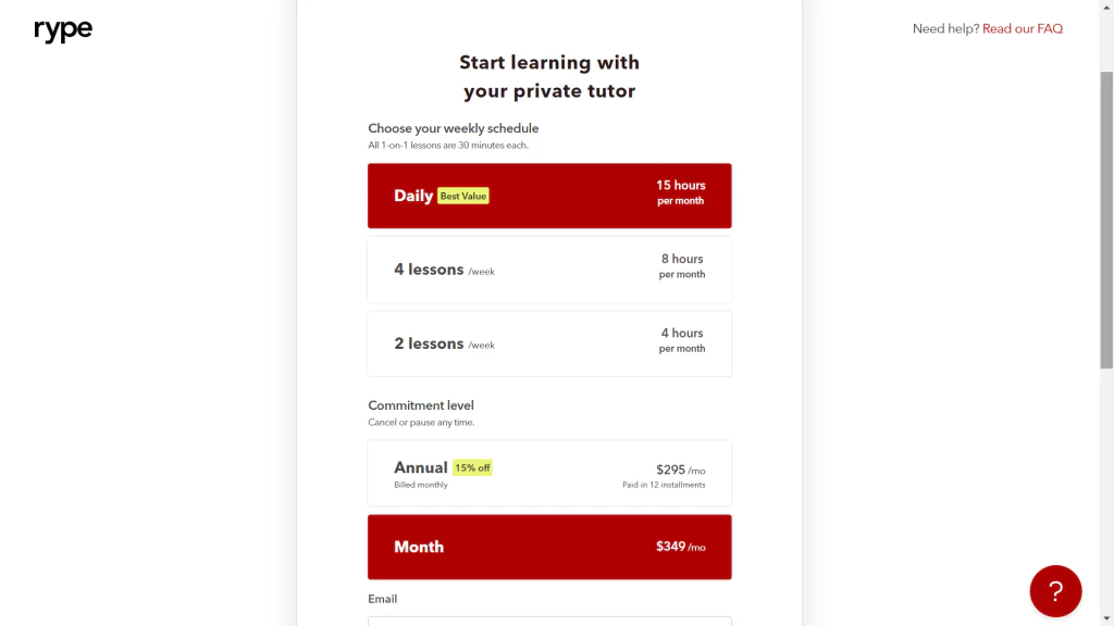 Pricing options at Rype 