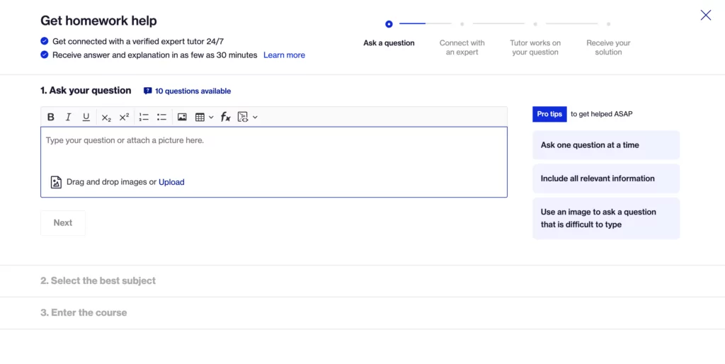 A screenshot of CourseHero order page