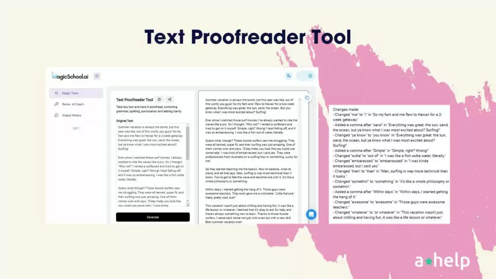 Magicschool proofreader tool