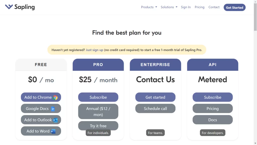 Pricing at Sapling