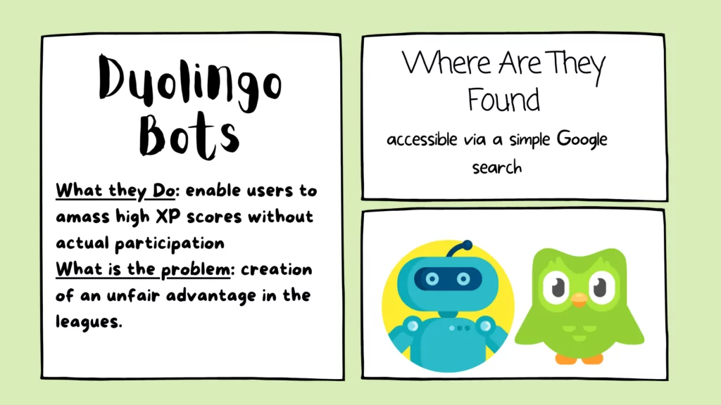 An image that shows and explains the question of duolingo bots