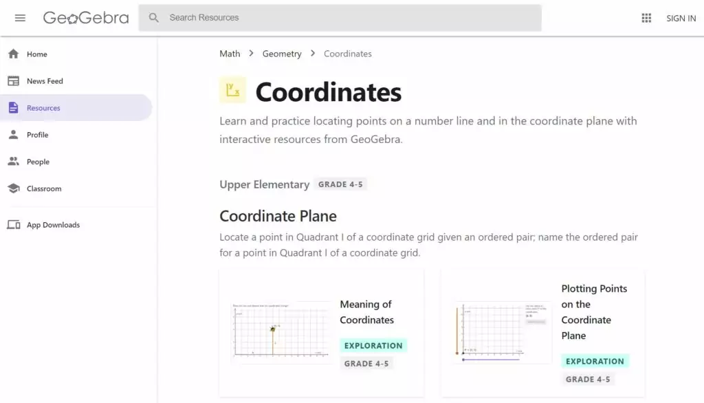 Geogebra resources