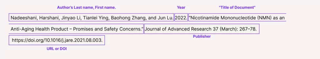 A screenshot of a citation in Chicago/Turabian Style