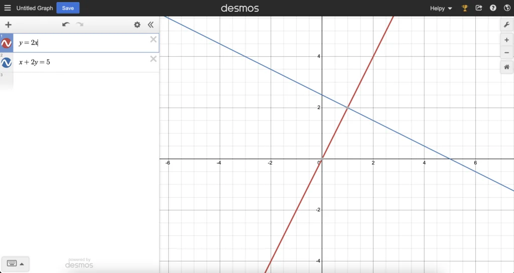 Screenshot of the graph calculator at Desmos.com
