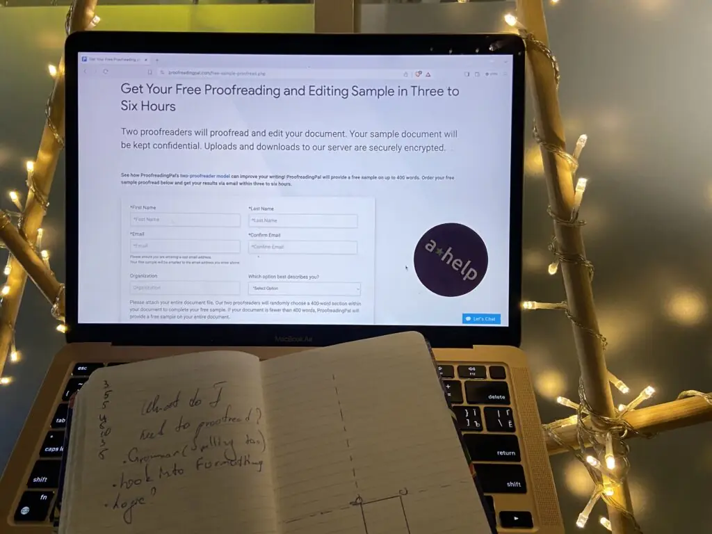 A photo of ProofreadingPal's get a free sample offer