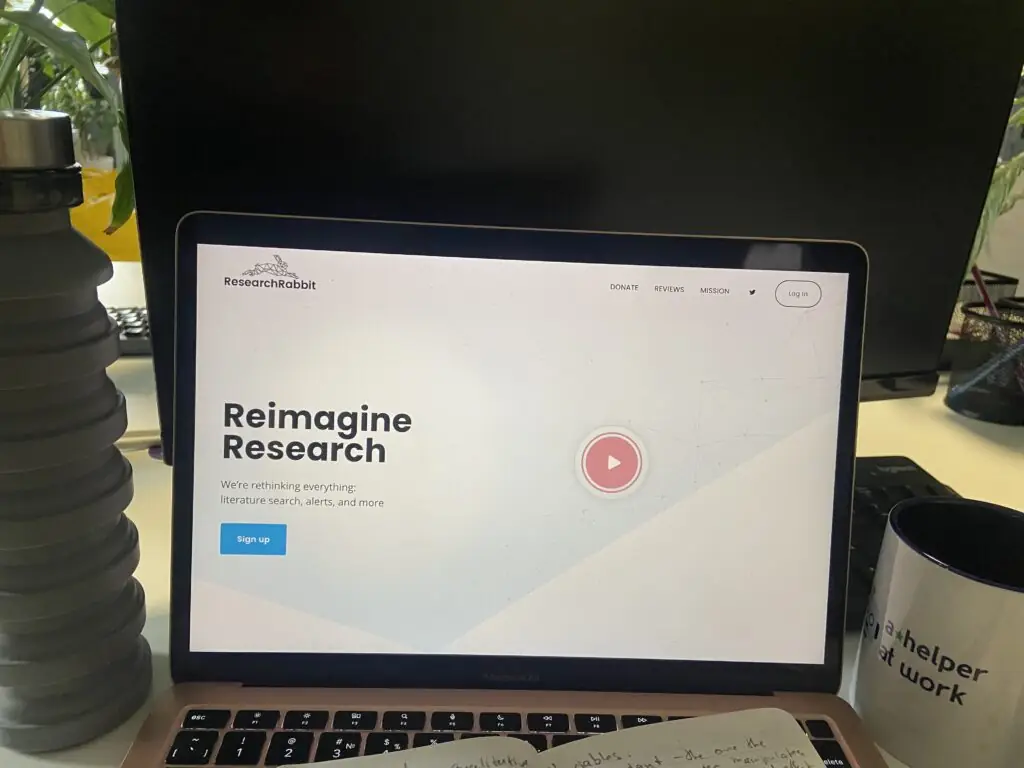 Photo of the homepage at ResearchRabbit